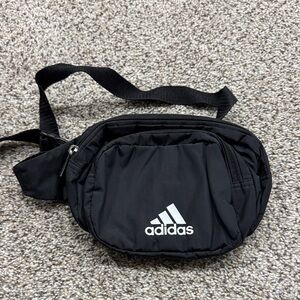adidas Black Waist Bag with White Logo